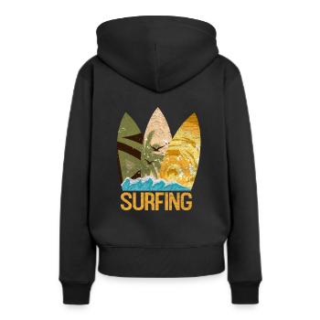 planche de surf - Sweat à capuche Premium bio Femme - noir - Dos - Julia (174cm)