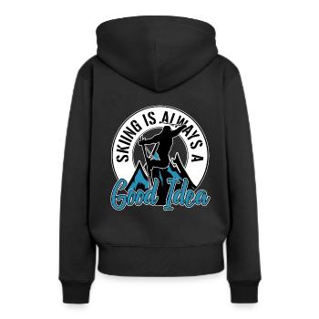 Skiurlaub - Frauen Premium Bio Hoodie - Schwarz - Hinten - Julia (174cm)