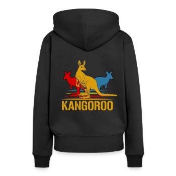Kangaroo - Frauen Premium Bio Hoodie - Schwarz - Hinten - Julia (174cm)