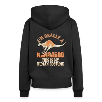Kangaroo - Frauen Premium Bio Hoodie - Schwarz - Hinten - Julia (174cm)