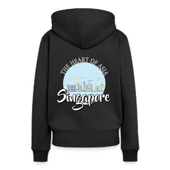 Singapour Nationalité Singapore Nation Skyline - Sweat à capuche Premium bio Femme - noir - Dos - Julia (174cm)