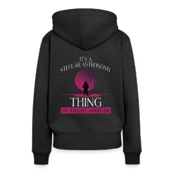 Astronomie - Frauen Premium Bio Hoodie - Schwarz - Hinten - Julia (174cm)
