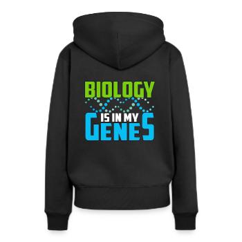 Biologie - Frauen Premium Bio Hoodie - Schwarz - Hinten - Julia (174cm)