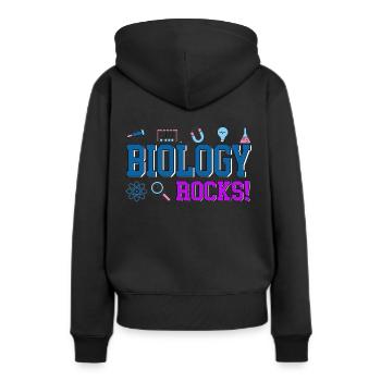 Biologie - Frauen Premium Bio Hoodie - Schwarz - Hinten - Julia (174cm)