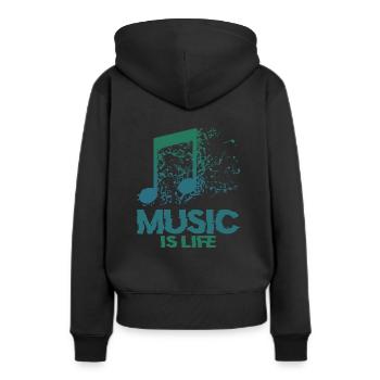 Musicien Musique La musique est la vie Symboles musicaux - Sweat à capuche Premium bio Femme - noir - Dos - Julia (174cm)