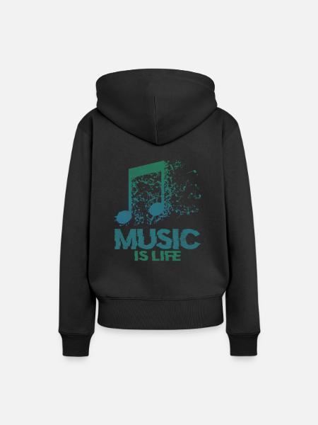 Music is life - Frauen Premium Bio Hoodie - Schwarz