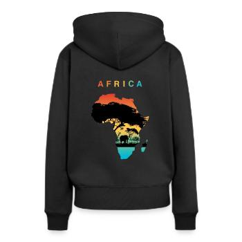 Afrique - Sweat à capuche Premium bio Femme - noir - Dos - Julia (174cm)
