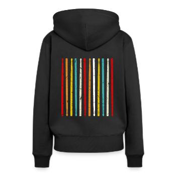 Retro Drumsticks Drum Drums Batteur - Sweat à capuche Premium bio Femme - noir - Dos - Julia (174cm)