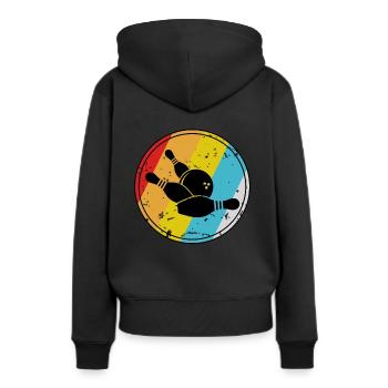 Retro Bowling Bowlingkugel - Frauen Premium Bio Hoodie - Schwarz - Hinten - Julia (174cm)