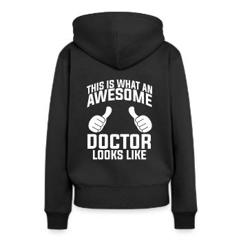 Arzt Doktor Mediziner Medizin Ärztin Doctor - Frauen Premium Bio Hoodie - Schwarz - Hinten - Julia (174cm)