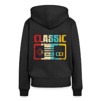 Gamer Retrogaming Gaming - Sweat à capuche Premium bio Femme - noir - Dos - Julia (174cm)