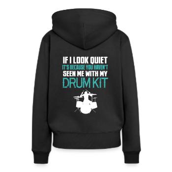 Drum Drumsticks Drummer Drum Bass - Sweat à capuche Premium bio Femme - noir - Dos - Julia (174cm)