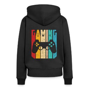 Gaming Retro Gamer Jeux en ligne Manette Contrôleur - Sweat à capuche Premium bio Femme - noir - Dos - Julia (174cm)