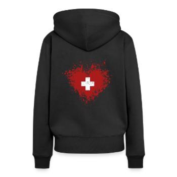 Suisse - Suisse - Sweat à capuche Premium bio Femme - noir - Dos - Julia (174cm)