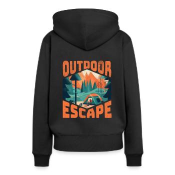 Escapade en plein air - Sweat à capuche Premium bio Femme - noir - Dos - Julia (174cm)