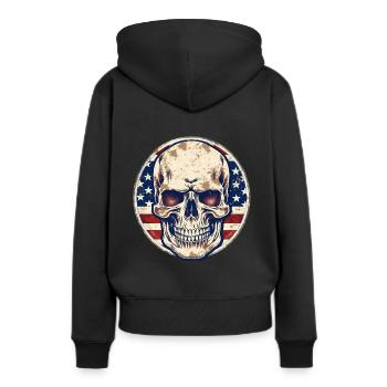Crâne vintage de drapeau américain - Sweat à capuche Premium bio Femme - noir - Dos - Julia (174cm)
