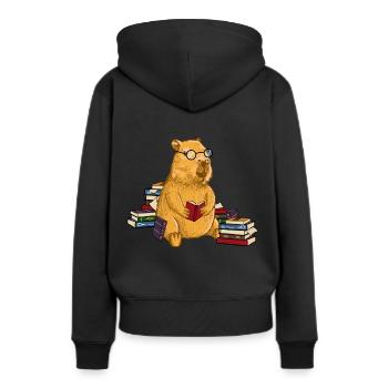 Nerd Capybara avec des lunettes - Sweat à capuche Premium bio Femme - noir - Dos - Julia (174cm)