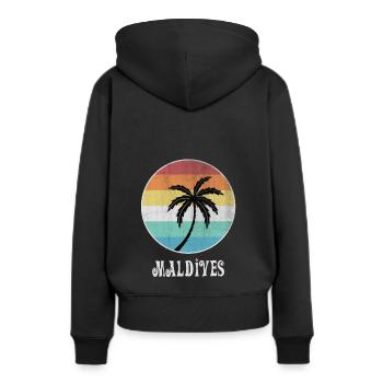 Maldives - Sweat à capuche Premium bio Femme - noir - Dos - Julia (174cm)