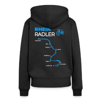 Rhein Radler Spruch für Radtour am Rhein Radfahrer - Frauen Premium Bio Hoodie - Schwarz - Hinten - Julia (174cm)
