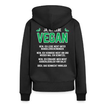 Veganer Spruch - VOrurteile Ich lebe vegan - Frauen Premium Bio Hoodie - Schwarz - Hinten - Julia (174cm)