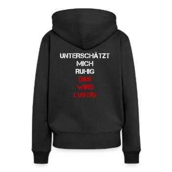 sprüche, lustige sprüche, lustige, humor, spruch, - Frauen Premium Bio Hoodie - Schwarz - Hinten - Julia (174cm)