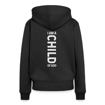 jesus, christlich, gott, kirche, Glaube, religion - Frauen Premium Bio Hoodie - Schwarz - Hinten - Julia (174cm)