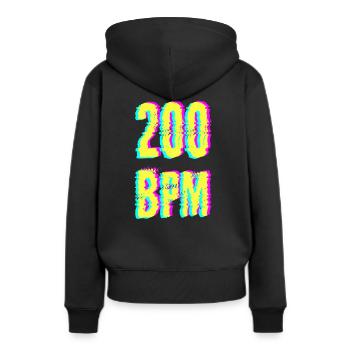 techno rave bpm dj festival electro hardstyle - Sweat à capuche Premium bio Femme - noir - Dos - Julia (174cm)