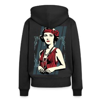 Flappers Mädchen AURORE - Frauen Premium Bio Hoodie - Schwarz - Hinten - Julia (174cm)