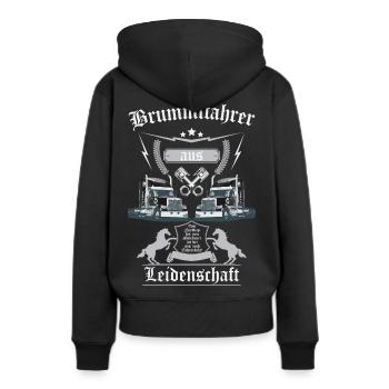 Trucker aus Leidenschaft - Frauen Premium Bio Hoodie - Schwarz - Hinten - Julia (174cm)