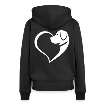 Hund und Herz - Frauen Premium Bio Hoodie - Schwarz - Hinten - Julia (174cm)