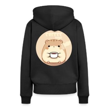 Hamster - Kaffeezeit - coffee time - Frauen Premium Bio Hoodie - Schwarz - Hinten - Julia (174cm)