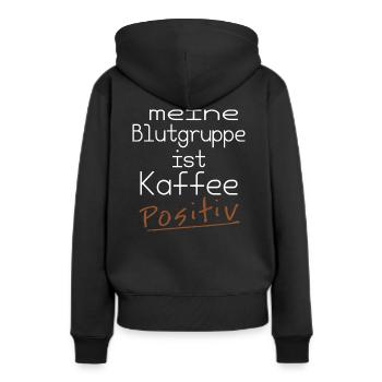 Meine Blutgruppe - Kaffee positiv - Frauen Premium Bio Hoodie - Schwarz - Hinten - Julia (174cm)