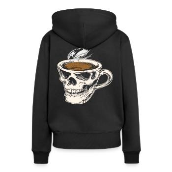 Coffee as a Hanger's Meal in Skull Mug - Women’s Premium Organic Hoodie - black - Back - Julia (174cm)