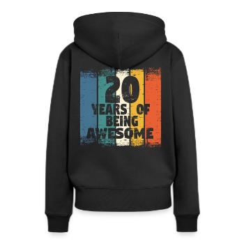 20 years old - Women’s Premium Organic Hoodie - black - Back - Julia (174cm)
