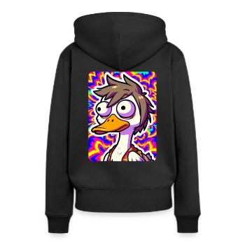 Trippy Goose - Frauen Premium Bio Hoodie - Schwarz - Hinten - Julia (174cm)