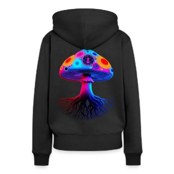 Champignon psychédélique - Sweat à capuche Premium bio Femme - noir - Dos - Julia (174cm)