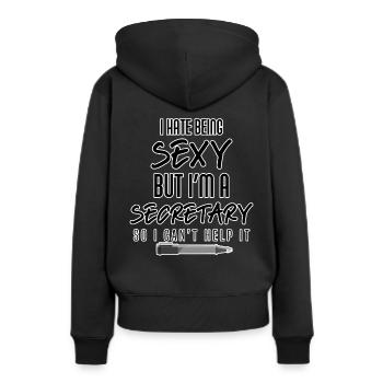 secrétaire - Sweat à capuche Premium bio Femme - noir - Dos - Julia (174cm)