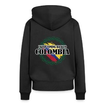 Kolumbien - Frauen Premium Bio Hoodie - Schwarz - Hinten - Julia (174cm)