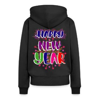 Neujahr Happy New year - Frauen Premium Bio Hoodie - Schwarz - Hinten - Julia (174cm)