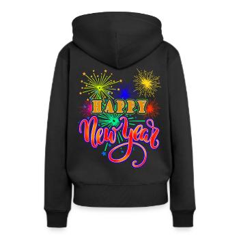 Neujahr Happy New year - Frauen Premium Bio Hoodie - Schwarz - Hinten - Julia (174cm)