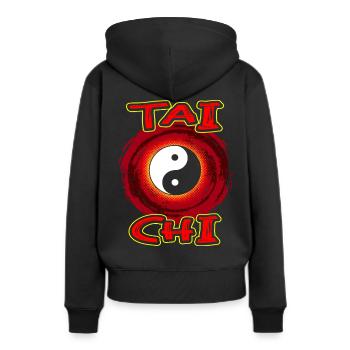 Tai chi - Sweat à capuche Premium bio Femme - noir - Dos - Julia (174cm)