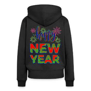 Neujahr Happy New year - Frauen Premium Bio Hoodie - Schwarz - Hinten - Julia (174cm)