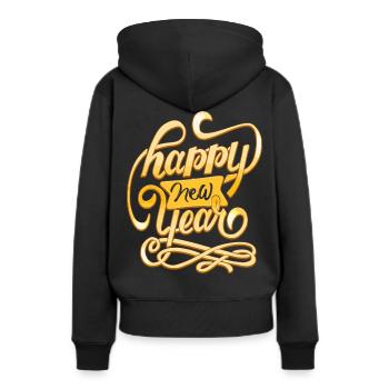 Neujahr Happy New year - Frauen Premium Bio Hoodie - Schwarz - Hinten - Julia (174cm)