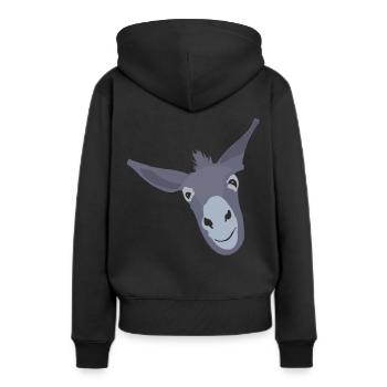 Âne mulet Muli - Sweat à capuche Premium bio Femme - noir - Dos - Julia (174cm)