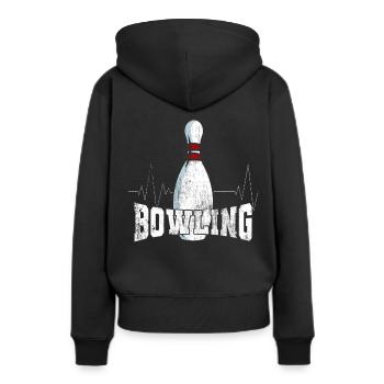 Bowling Kegeln Sport Geschenk - Frauen Premium Bio Hoodie - Schwarz - Hinten - Julia (174cm)