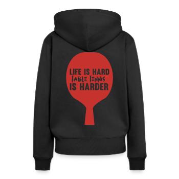 Tischtennis - Ping Pong - Pingpong - Frauen Premium Bio Hoodie - Schwarz - Hinten - Julia (174cm)