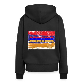 Arménie Jerwan Pays Europe Asie Cadeau - Sweat à capuche Premium bio Femme - noir - Dos - Julia (174cm)