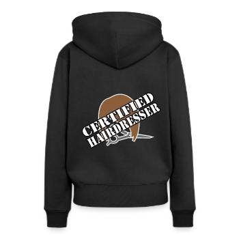 Salon de coiffure Salon de coiffure Salon de coiffure Coiffure Coiffure - Sweat à capuche Premium bio Femme - noir - Dos - Julia (174cm)