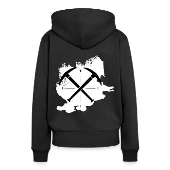 Mines mineurs travailleurs de la solidarité - Sweat à capuche Premium bio Femme - noir - Dos - Julia (174cm)