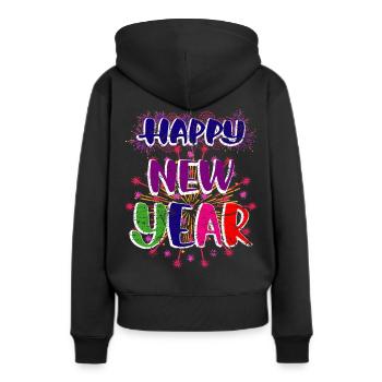 Nouvel an Nouvel An Minuit - Sweat à capuche Premium bio Femme - noir - Dos - Julia (174cm)